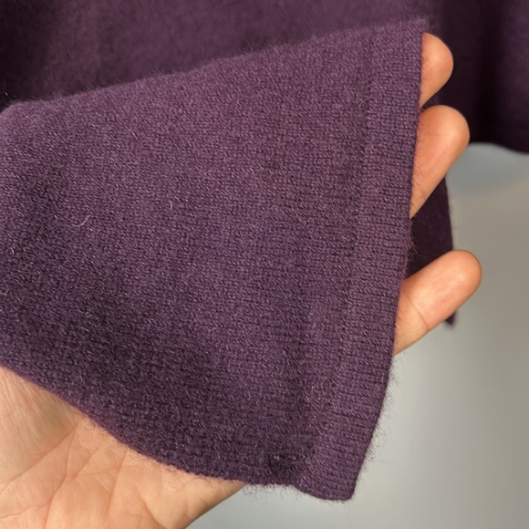 100% cashmere purple sweater shawl button up one size - Picture 8 of 9